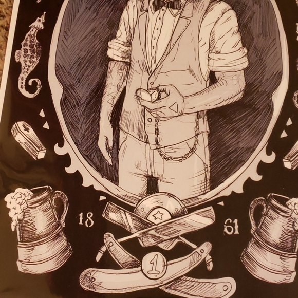 Too Fast Gentleman's Life 11" x 17" Shark Man Nautical Tattoo Flash Art Print - Picture 8 of 8